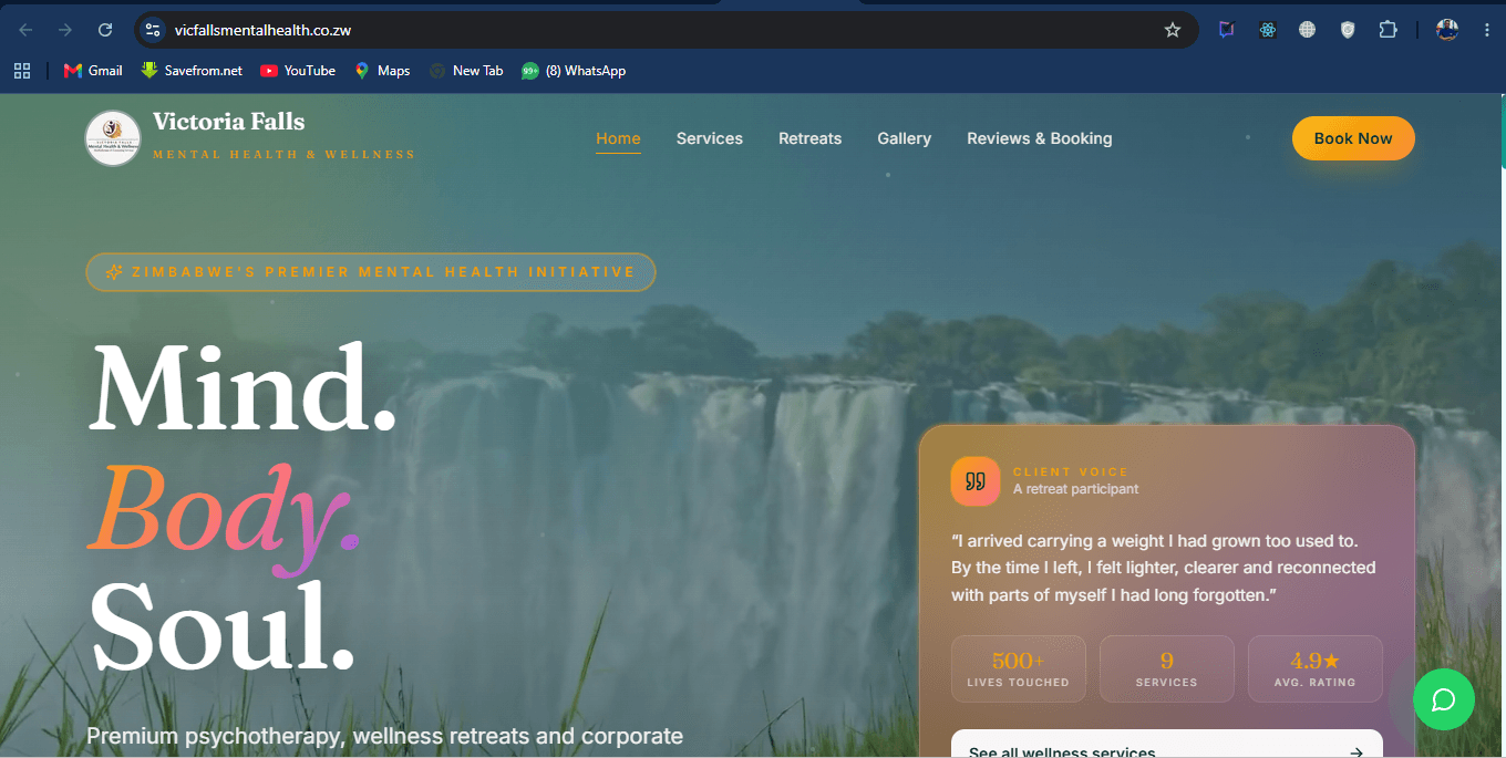 Victoria Falls Mental Health — Website by KuWeX Studios